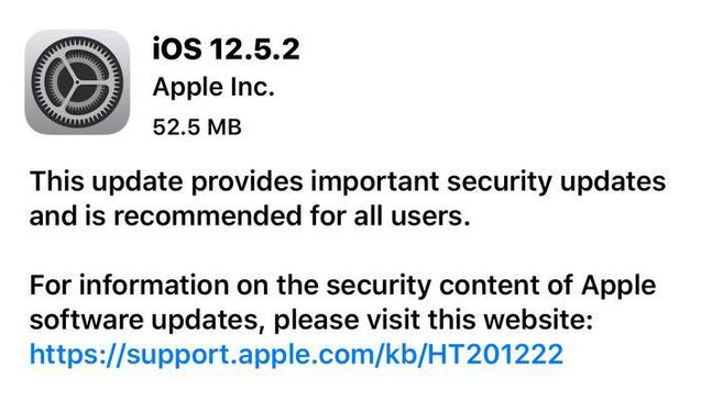 南雄苹果手机维修分享iOS12.5.2发布，建议所有老苹果用户安装 